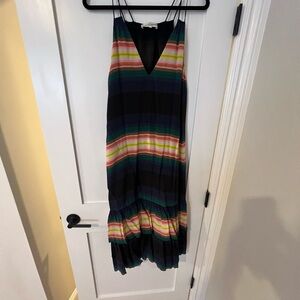 Apiece Apart Navy and Multicolor Striped Maxi Dress